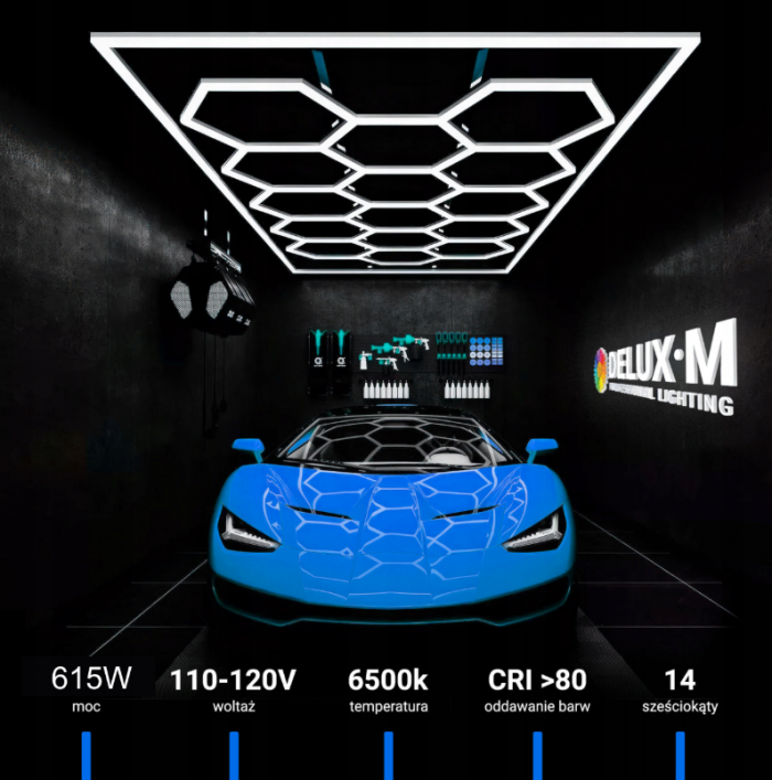 Стельовий світильник панельний LED  Hexagon 243*484 см 6500K для домашнього гаража - Зображення 2