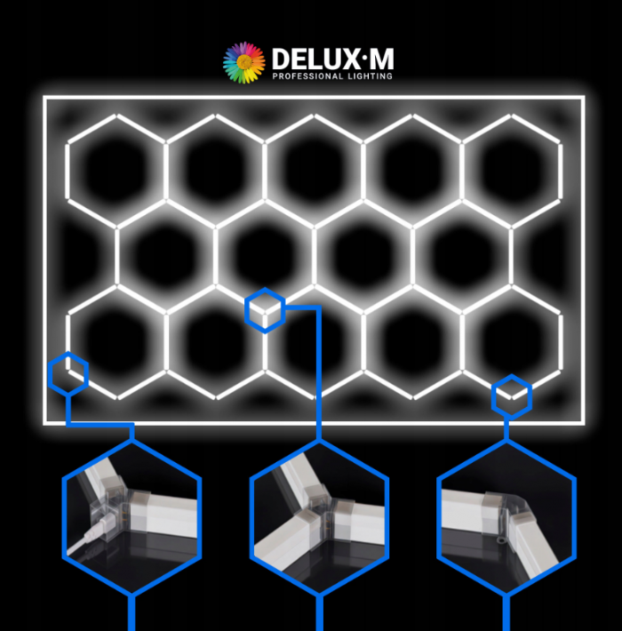 Стельовий світильник панельний LED  Hexagon 243*484 см 6500K для домашнього гаража - Зображення 3