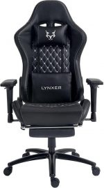 Геймерське крісло Lynxer Prestige екошкіра чорно-сіре комфорт та стиль - Зображення 2
