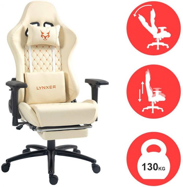 7ca99130-eac0-4c9b-bd8a-479b86bb2503_i-lynxer-prestige-bezowy Геймерське крісло Lynxer Prestige Chair екошкіра бежевого кольору Комфорт та стиль - Зображення 3