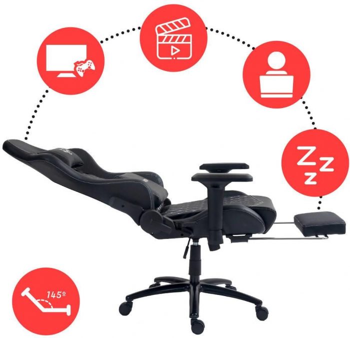 Геймерське крісло Lynxer Prestige екошкіра чорно-сіре комфорт та стиль - Зображення 3