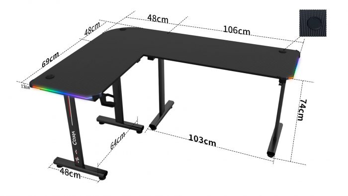Геймерський стіл Cobra CRF4552RGB Black - Зображення 4