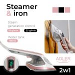 Парова праска Відпарювач Adler AD 5044 2в1 180мл 1400W (1800W)
