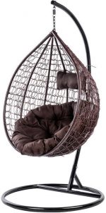 Підвісне садове крісло кокон GT-Sport коричневе+коричнева подушка - Зображення 3