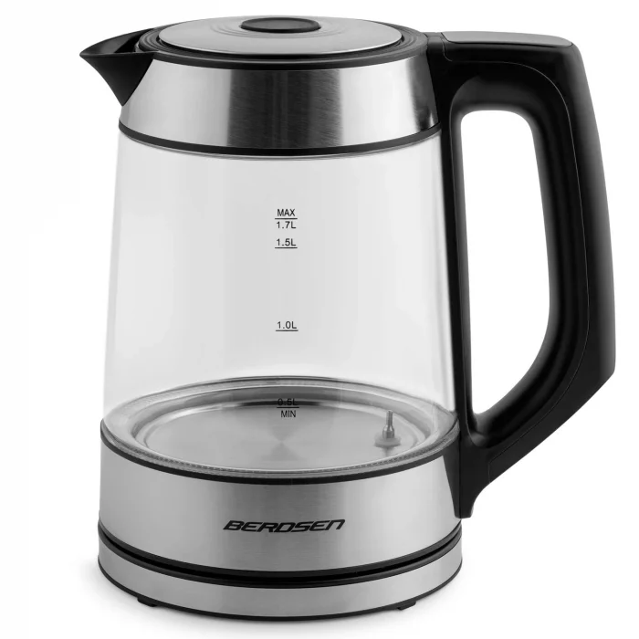 Електрочайник Berdsen BD-704 скляний 1,7 л, чорно-срібний - Зображення 3