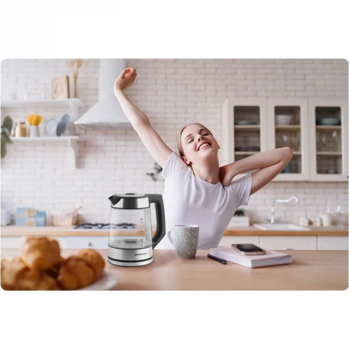 Електрочайник Berdsen BD-704 скляний 1,7 л, чорно-срібний - Зображення 11