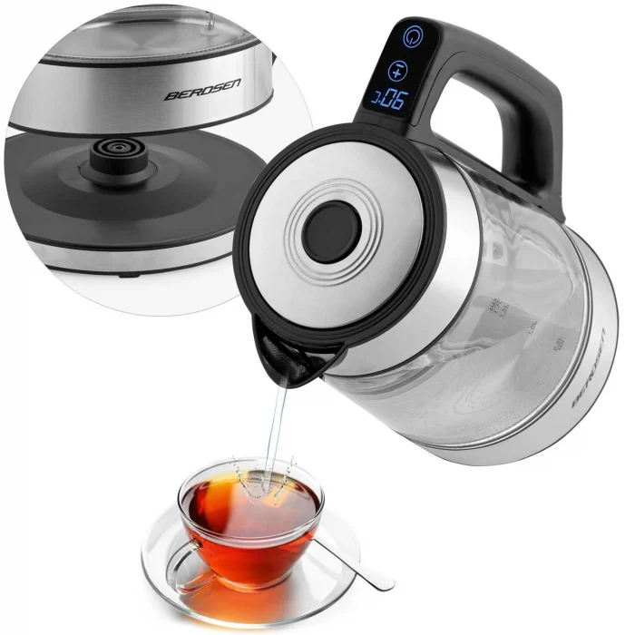 Електрочайник Berdsen BD-704 скляний 1,7 л, чорно-срібний - Зображення 13