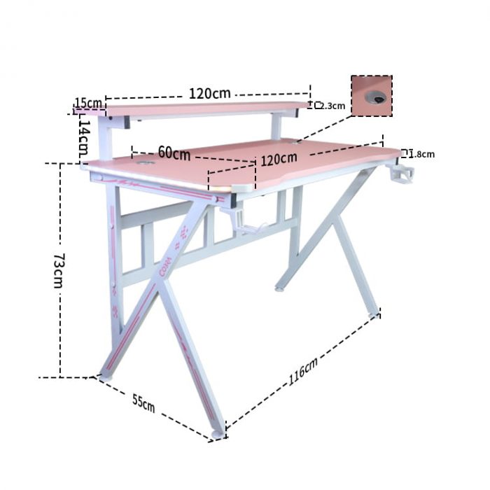 Геймерський стіл CRF4009RGB Рожевий - Зображення 3