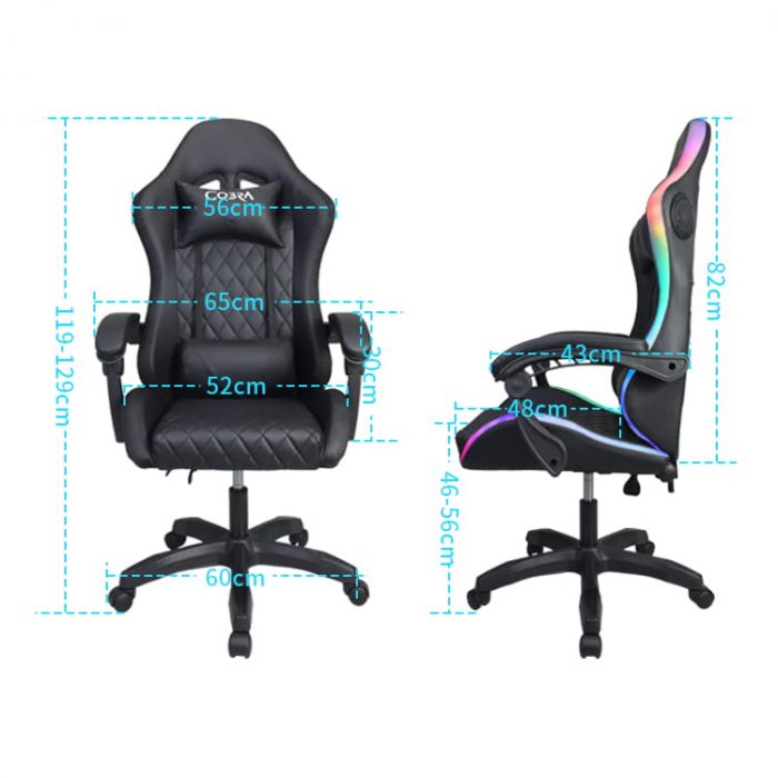 Ігрове крісло RGB + BT з колонками WS8152 Black - Зображення 10