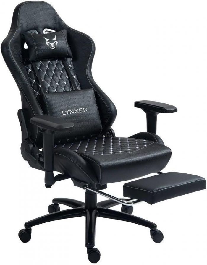 Геймерське крісло Lynxer Prestige екошкіра чорно-сіре комфорт та стиль - Зображення 5