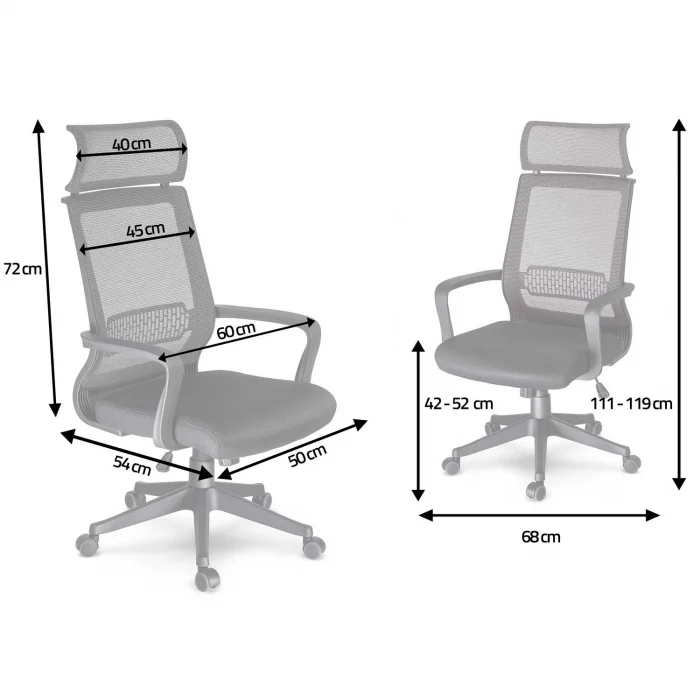 Крісло офісне мікросітчасте поворотне  Nosberg - механізм НАХИЛУ - Зображення 8
