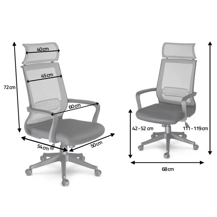 Крісло офісне, мікросітчасте поворотне крісло Nosberg - механізм НАХИЛУ - Зображення 11