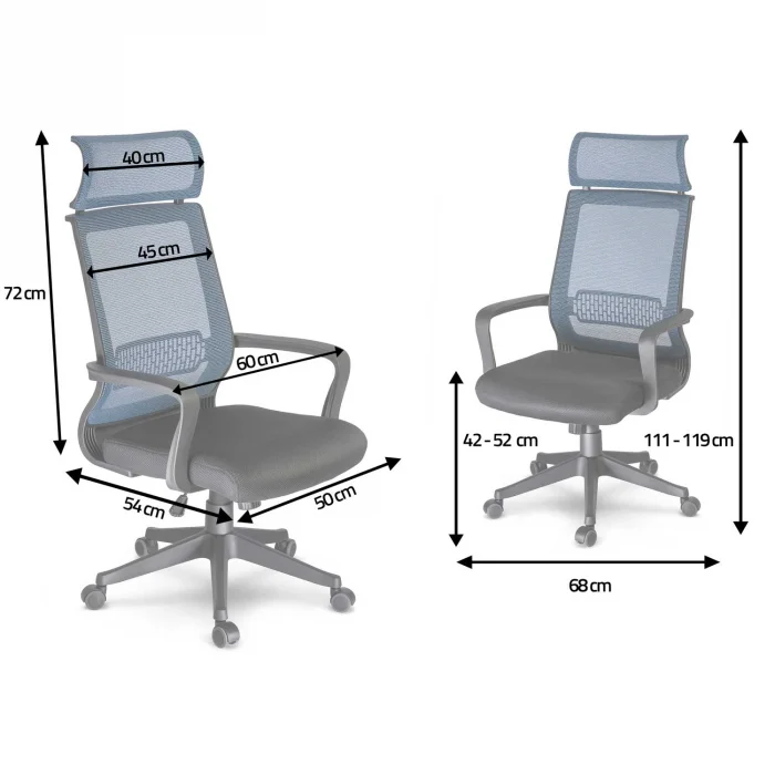 Крісло офісне, мікросітчасте поворотне крісло Nosberg - механізм НАХИЛУ - Зображення 11