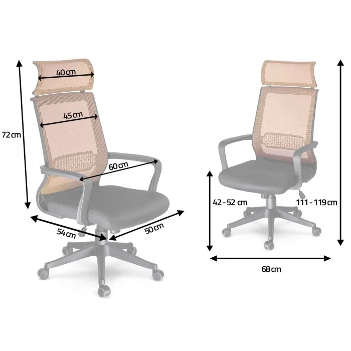 Крісло офісне, мікросітчасте поворотне крісло Nosberg - механізм НАХИЛУ - Зображення 8