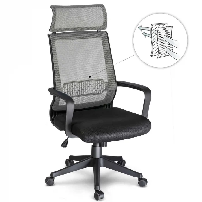 Крісло офісне, мікросітчасте поворотне крісло Nosberg - механізм НАХИЛУ - Зображення 7