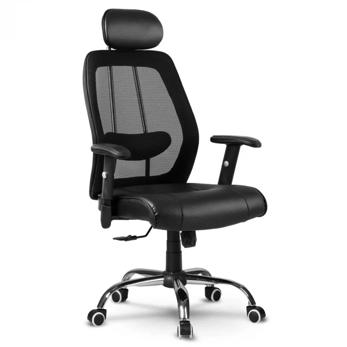 Офісне шкіряне крісло з мікросіткою Monaco, чорний - Зображення 2