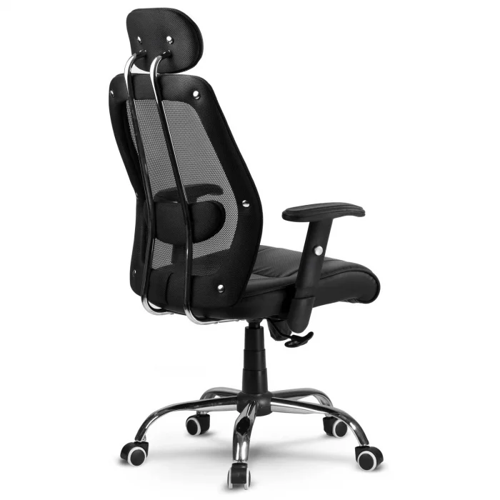 Офісне шкіряне крісло з мікросіткою Monaco, чорний - Зображення 5