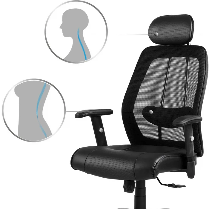 Офісне шкіряне крісло з мікросіткою Monaco, чорний - Зображення 7