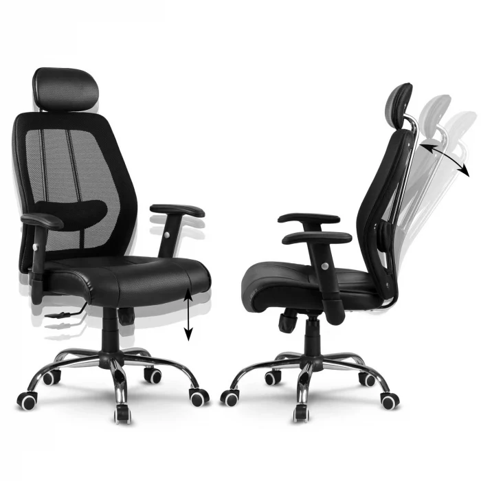 Офісне шкіряне крісло з мікросіткою Monaco, чорний - Зображення 8