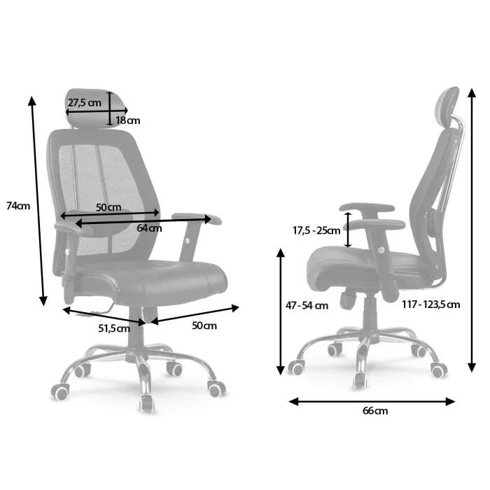Офісне шкіряне крісло з мікросіткою Monaco, чорний - Зображення 11