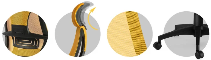 Крісло офісне з мікросіткою Прага - жовте - Зображення 7