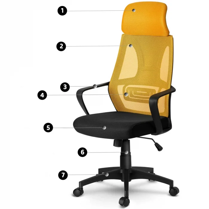 Крісло офісне з мікросіткою Прага - жовте - Зображення 8