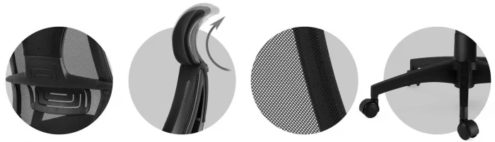 Крісло офісне з мікросітки Прага - чорний - Зображення 7