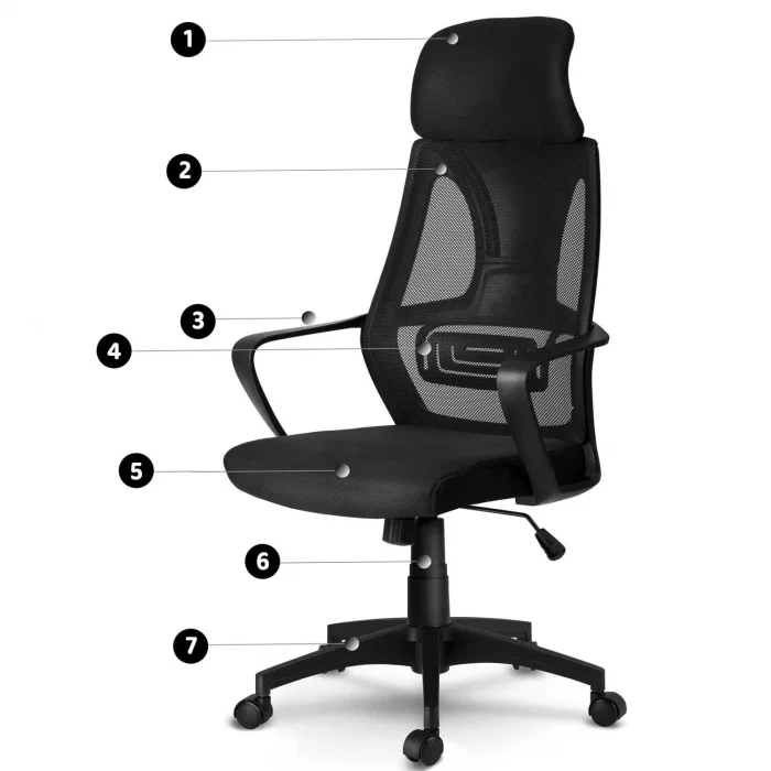 Крісло офісне з мікросітки Прага - чорний - Зображення 8