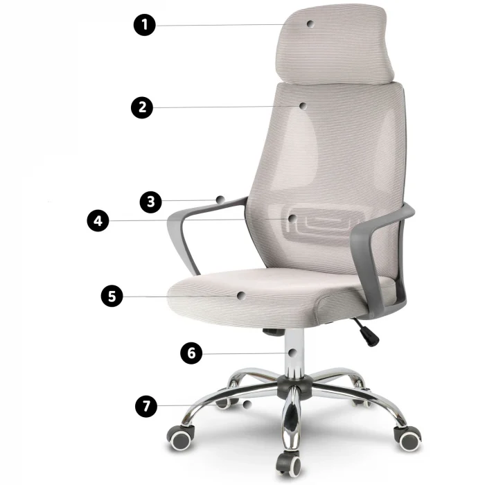 Офісне крісло мікросітка Прага - світло-сіре - Зображення 10