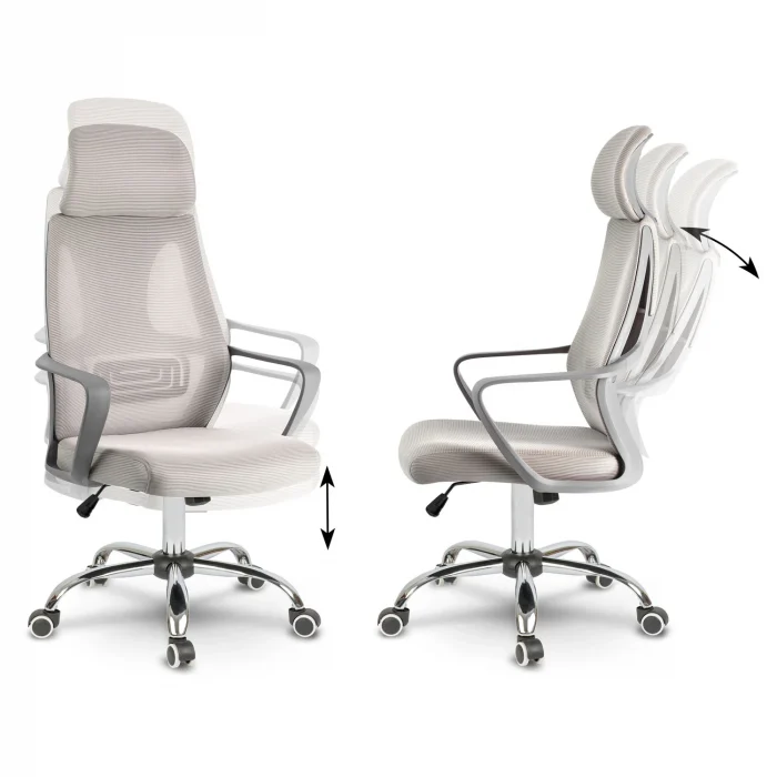 Офісне крісло мікросітка Прага - світло-сіре - Зображення 11