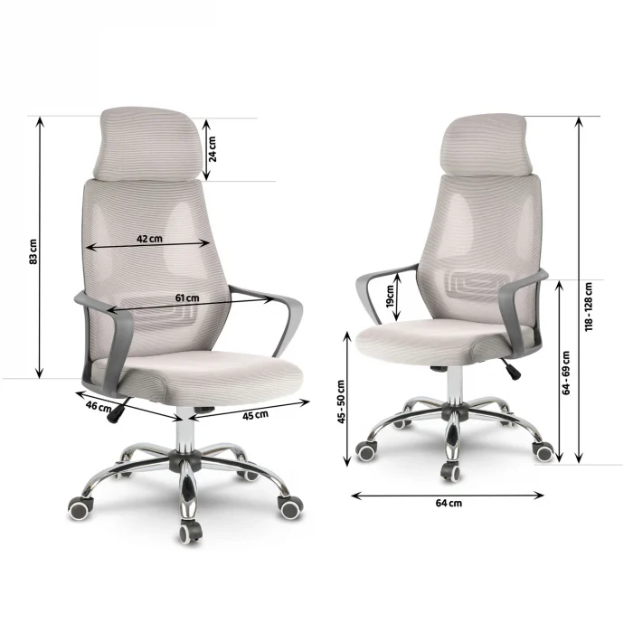 Офісне крісло мікросітка Прага - світло-сіре - Зображення 7