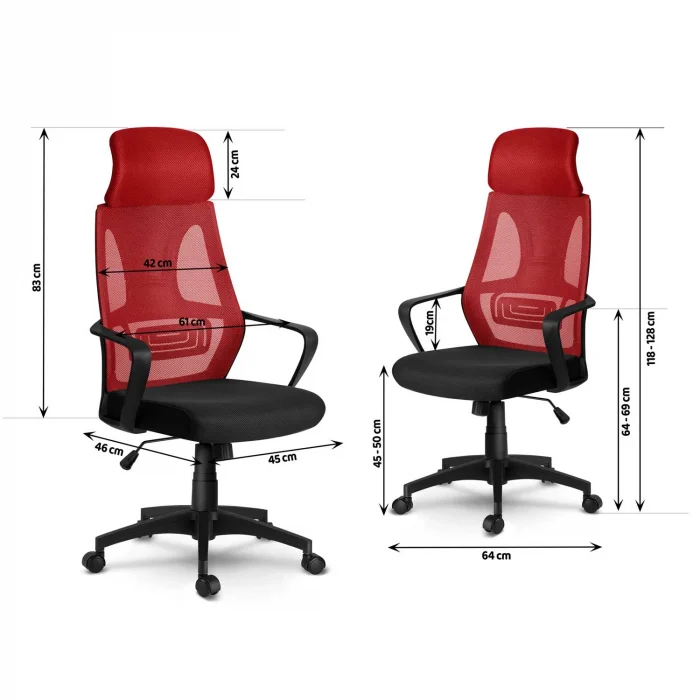Крісло офісне з мікросіткою Прага - червоно-чорне - Зображення 10