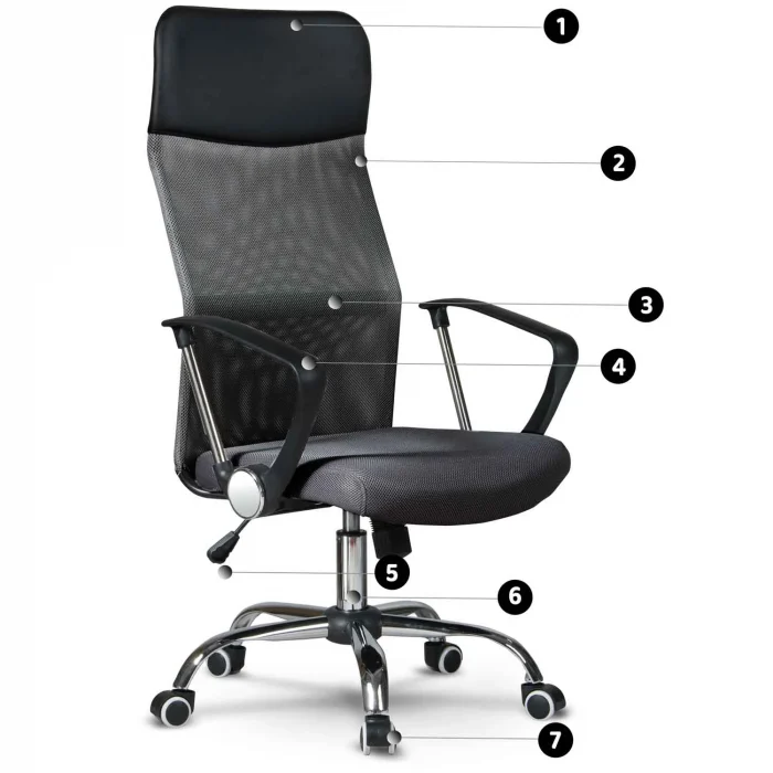 Офісне крісло Sofatel Sydney з мікросітки, темно-сірий - Зображення 8