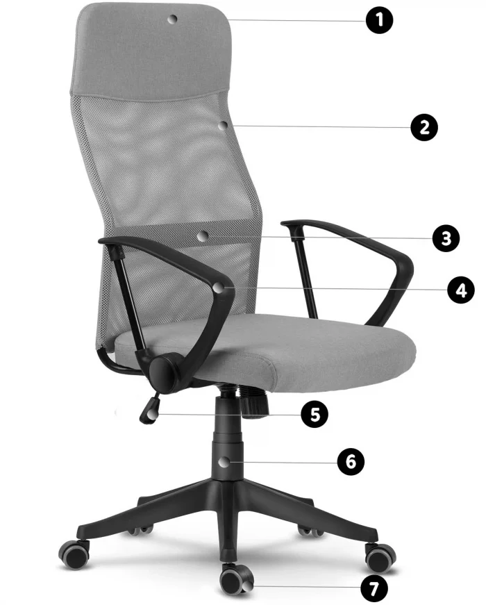 Світло-сіре офісне крісло з мікросітки Sofatel Sydney - Зображення 9