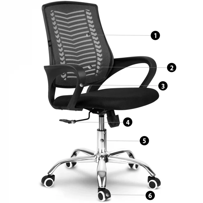 Офісне крісло Sofotel Denar з мікросітки, чорне - Зображення 12