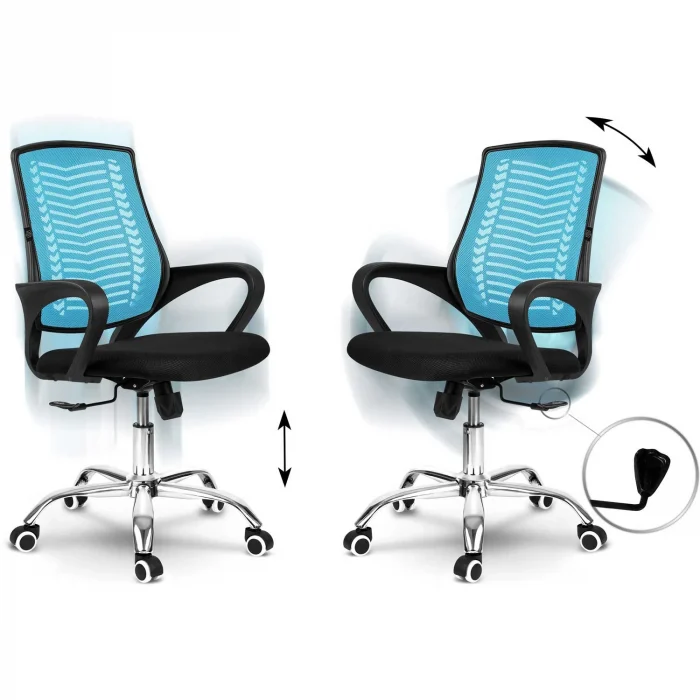 Офісне крісло Sofotel Denar блакитне з мікросітки - Зображення 13