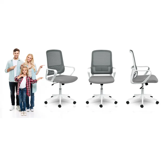 Офісне крісло Sofotel Wizo з мікросітки сіро-біле - Зображення 12