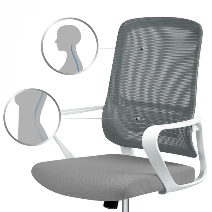Офісне крісло Sofotel Wizo з мікросітки сіро-біле - Зображення 13