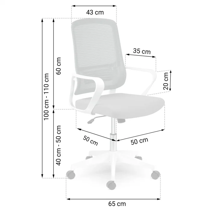 Офісне крісло Sofotel Wizo з мікросітки сіро-біле - Зображення 15