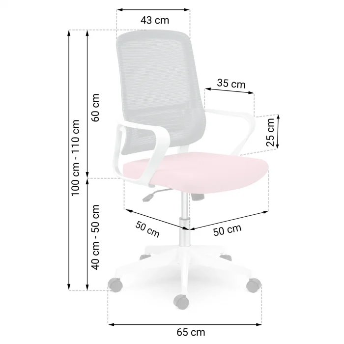 Офісне крісло Sofotel Wizo з мікросітки біло-рожеве - Зображення 6