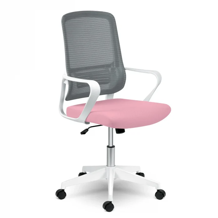 Офісне крісло Sofotel Wizo з мікросітки біло-рожеве - Зображення 4