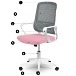 Офісне крісло Sofotel Wizo з мікросітки біло-рожеве - Зображення 7