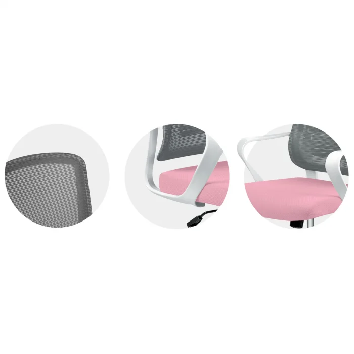 Офісне крісло Sofotel Wizo з мікросітки біло-рожеве - Зображення 8