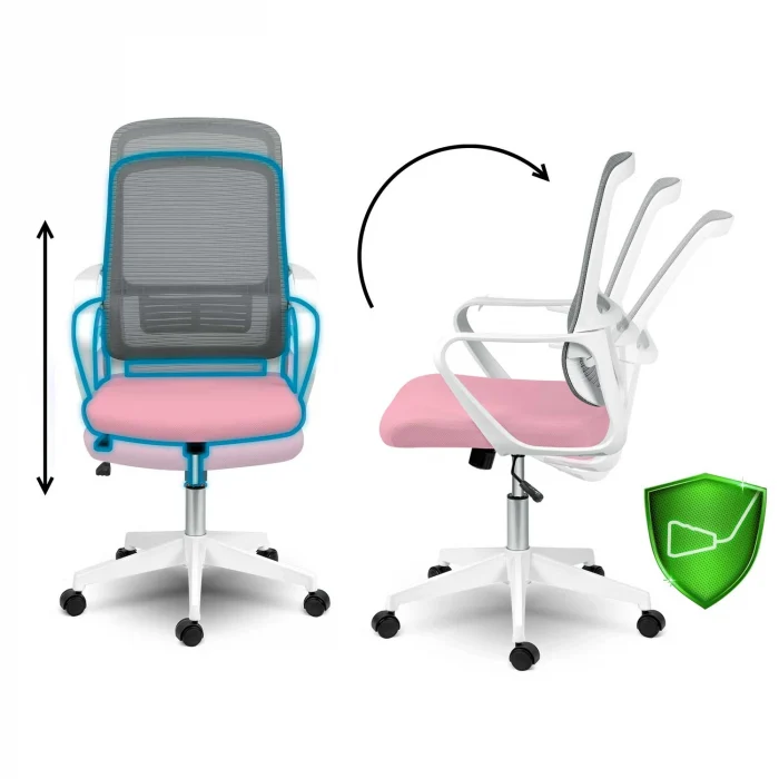 Офісне крісло Sofotel Wizo з мікросітки біло-рожеве - Зображення 10