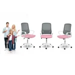 Офісне крісло Sofotel Wizo з мікросітки біло-рожеве - Зображення 11