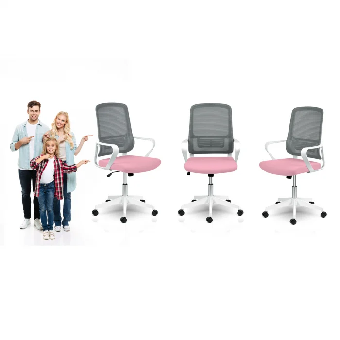 Офісне крісло Sofotel Wizo з мікросітки біло-рожеве - Зображення 11