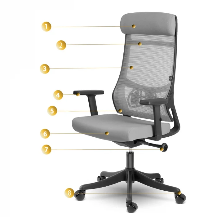 Офісне крісло Sofotel Brema з мікросітки, сіре - Зображення 9