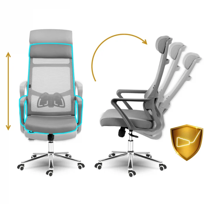 Офісне крісло Sofotel Brema з мікросітки сіре - Зображення 5