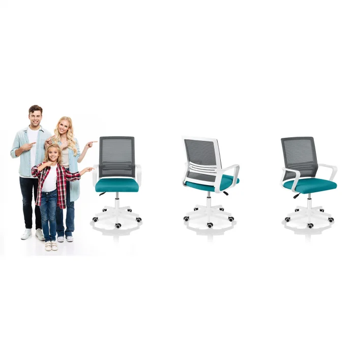 Офісне крісло Sofatel Corta з мікросітки сіро-бірюзовий - Зображення 11