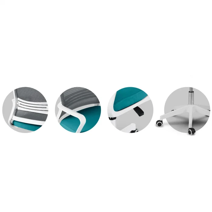 Офісне крісло Sofatel Corta з мікросітки сіро-бірюзовий - Зображення 14